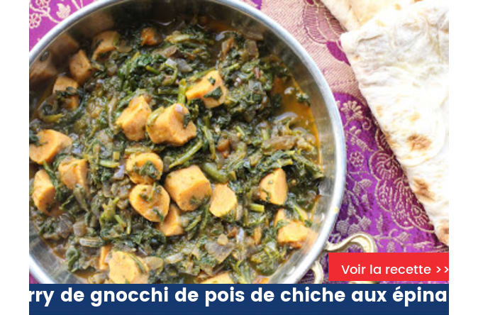 Curry de gnocchi de pois de chiche aux épinards